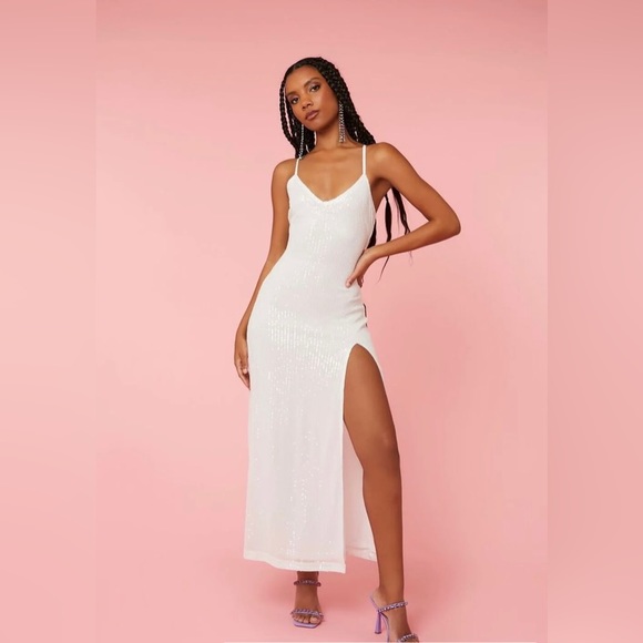 Nordstrom Dresses & Skirts - White sequin maxi slip dress